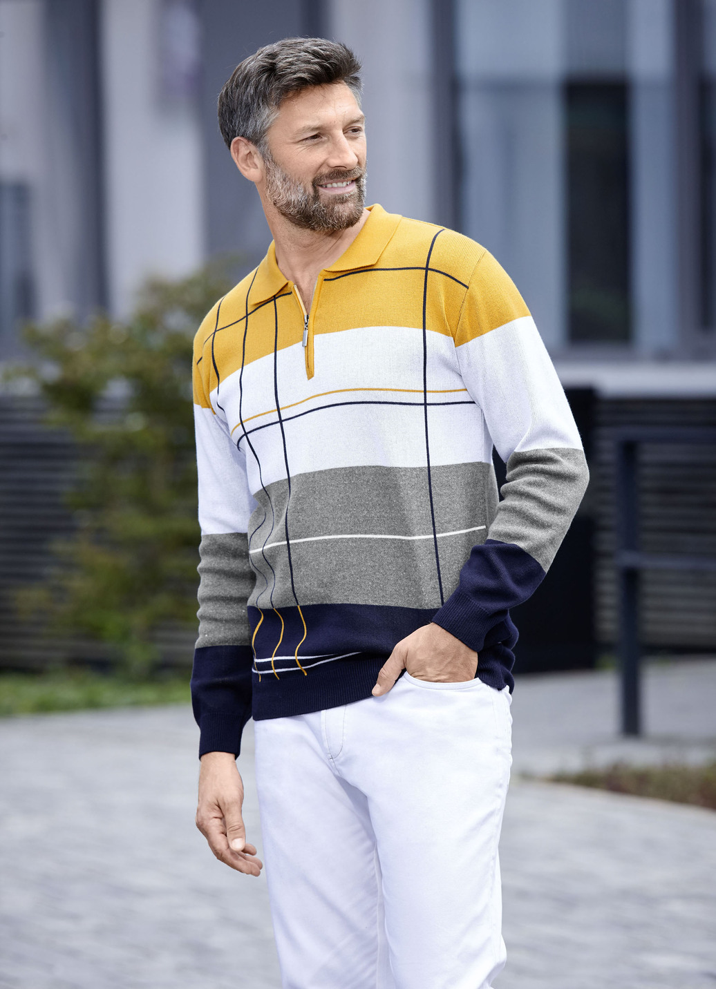 Polopullover mit Reißverschluss