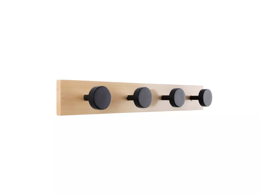 Porte manteaux 4 crochets Knobs Noir Present Time