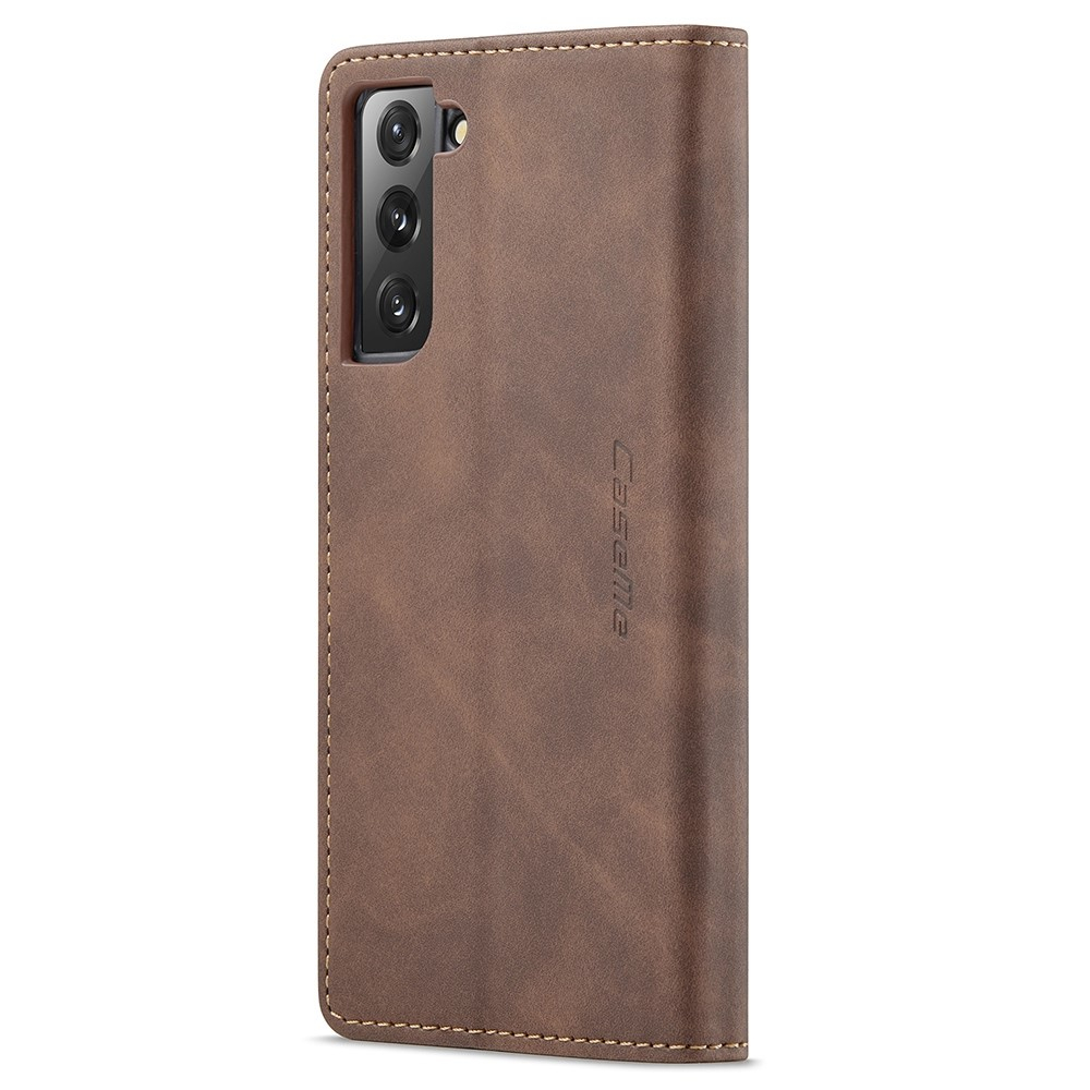Samsung Galaxy S22 5G Leder Tasche Flip Wallet Etui mit Kartenfächern - Dunkelbraun