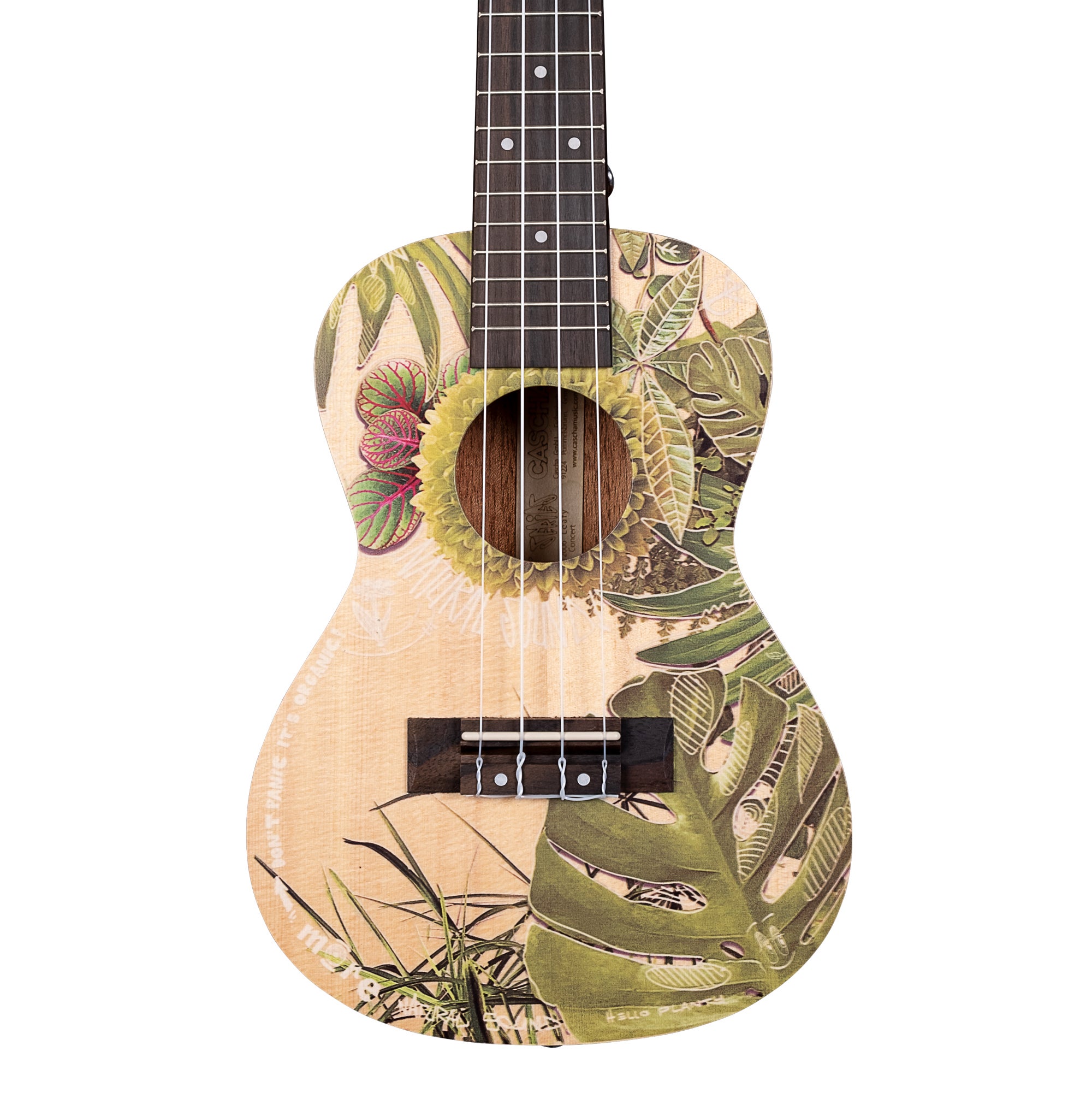 Cascha HH 2606 Art Series Leafy concert ukelele massief spar bovenblad met gigbag