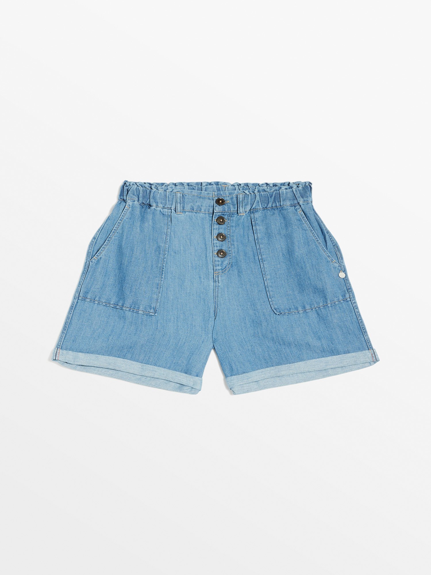 Short Femme en Jean Ceinture Elastiquée Bleu