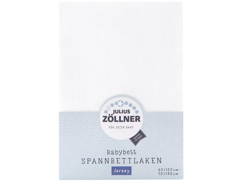 Julius Zöllner Fix-Leintuch Jersey Weiss 70 x 140 cm Kuscheliges Spannbetttuch aus Jersey