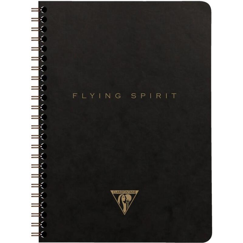 Carnet reliure intégrale à pochettes Flying Spirit Black A5 120 pages détachables ligné motifs assortis papier ivoire 90g - Noir