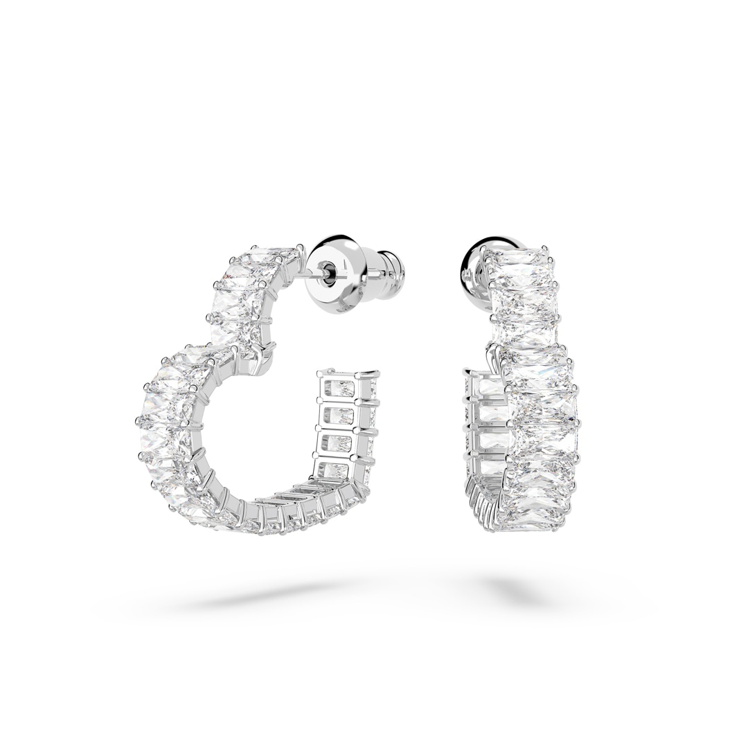 Swarovski Matrix Kreolen Baguette Herz Weiss rhodiniert