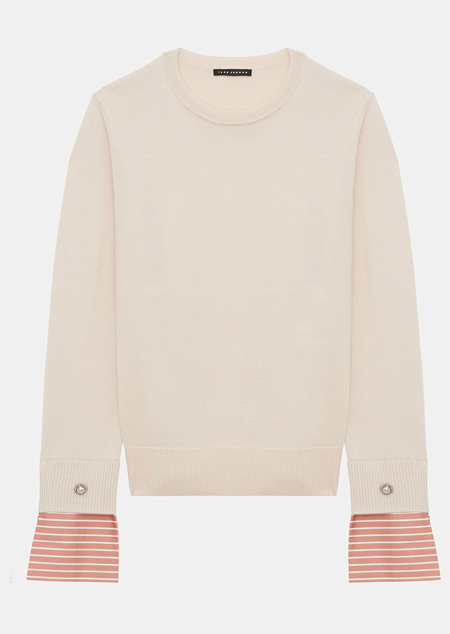 Pull Pazumarose pâle en laine