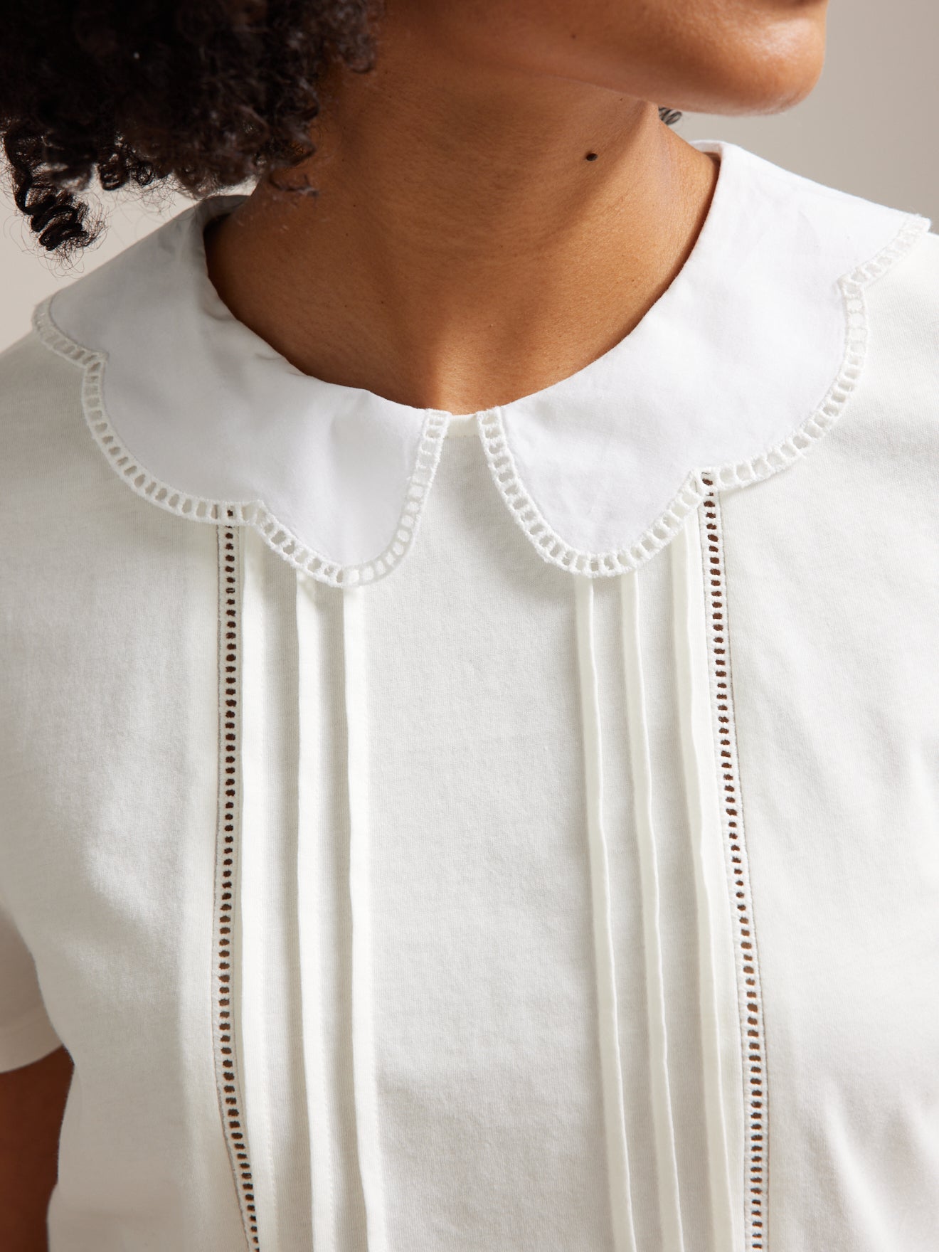 T-shirt col festonné femme - coton biologique