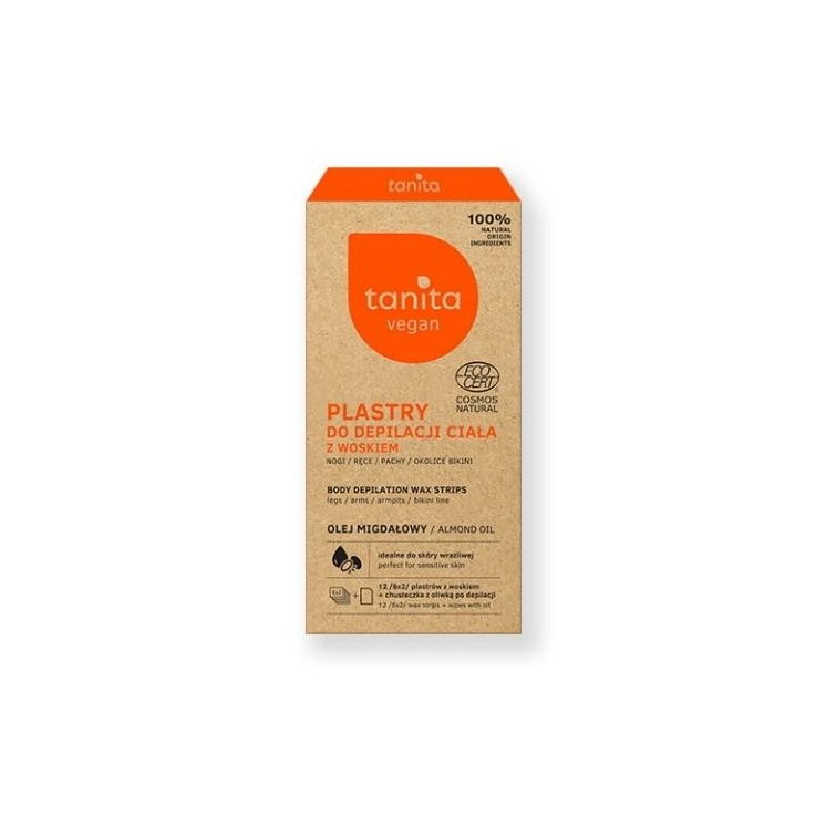 Tanita Vegan Strips met was voor lichaamsontharing 12 pleisters + Oliedoekje na ontharing