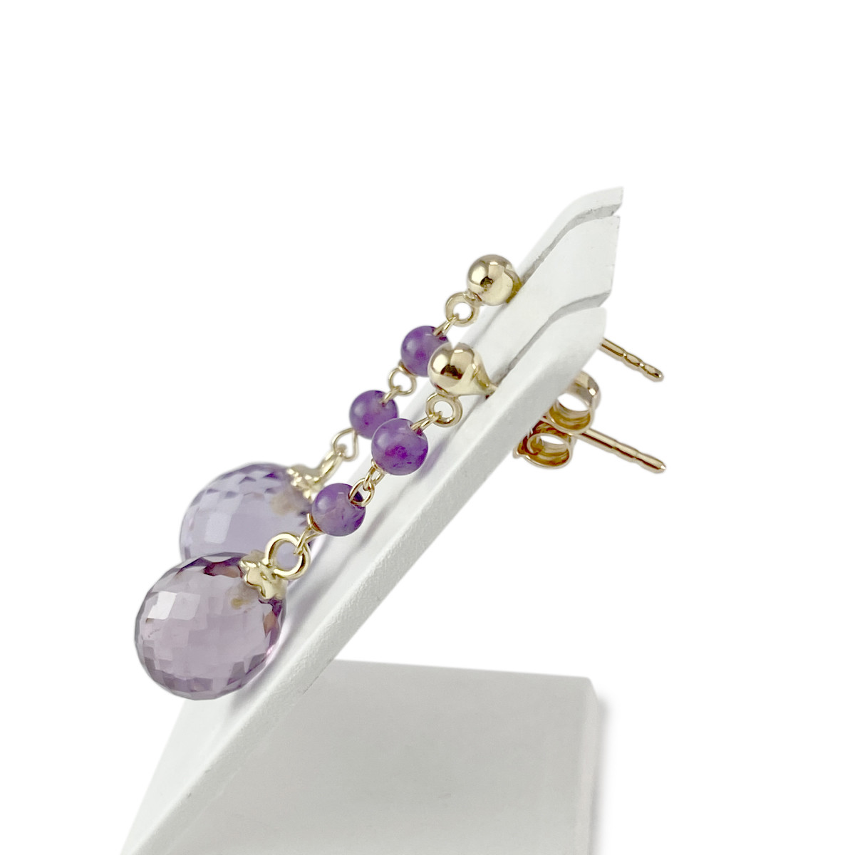 Boucles d'oreilles d'occasion or 750 jaune améthystes