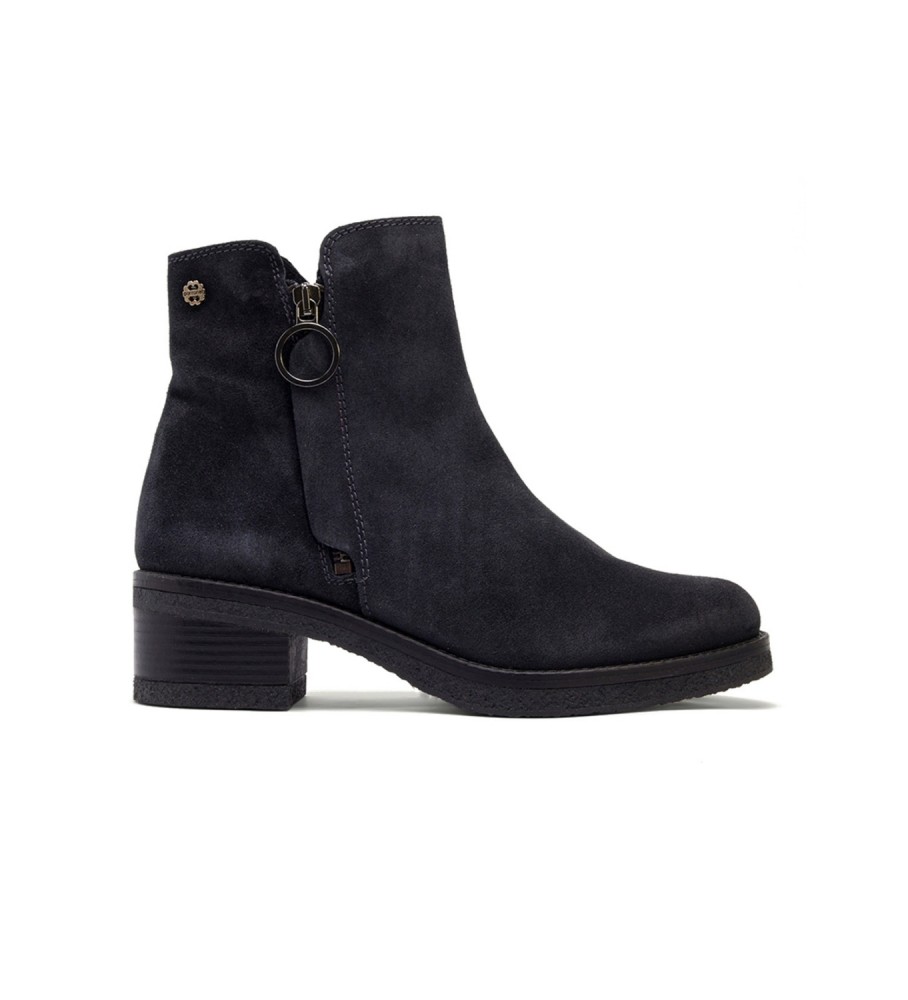 Botas de cano curto Porronet Poppy em couro preto - Salto de 5 cm -