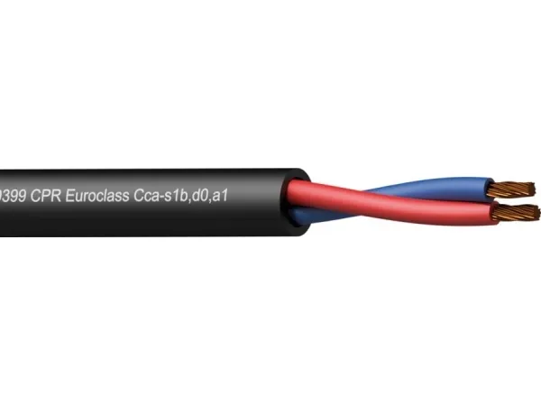 PROCAB CLS225-CCA/1 – Loudspeaker cable - 2 x 2.5 mm2 - 13 AWG - EN50399 CPR Euroclass Cca-s1b,d0,a1 100 m wooden reel - Black version