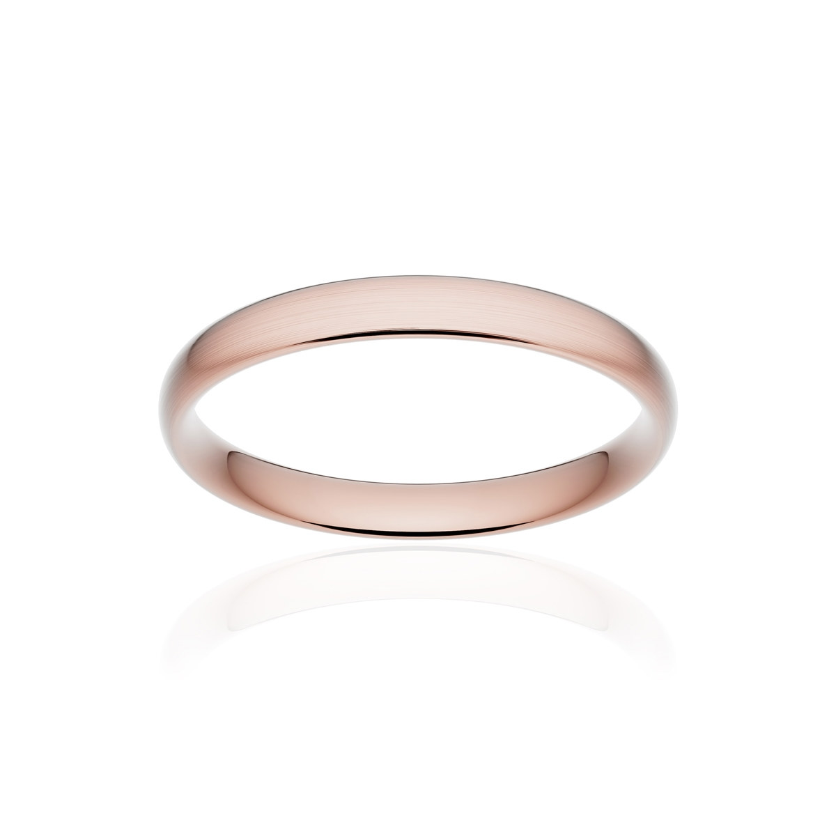 Alliance or 375 rose brossé demi-jonc confort 3mm