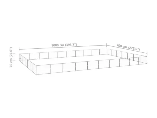 Chenil extérieur cage enclos argenté 1000 x 700 x 70 cm 02_0000299