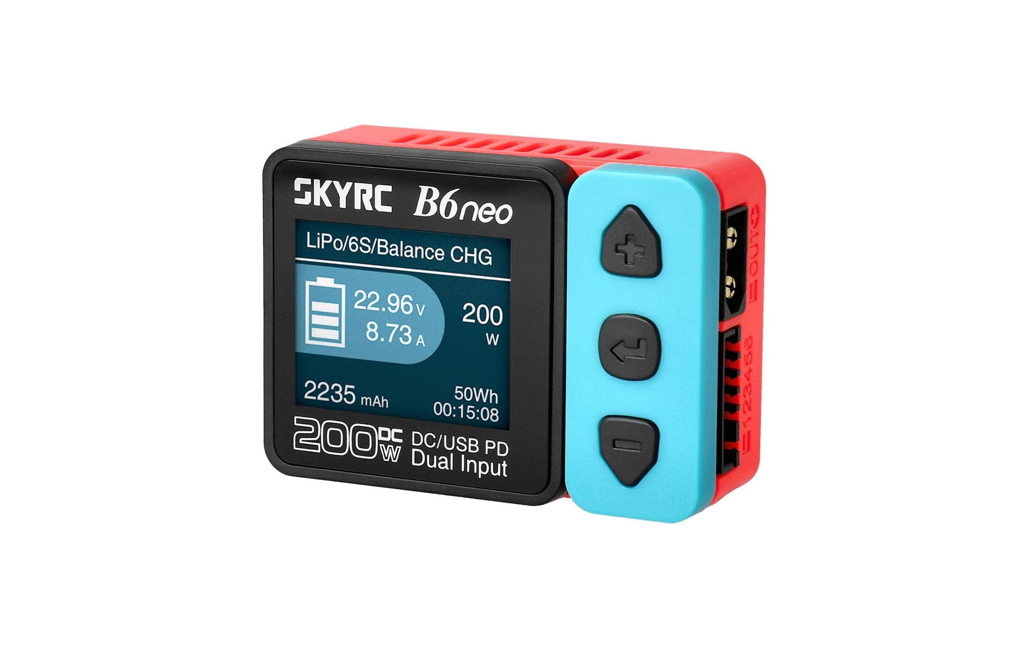 Ladegerät B6neo, 200W DC, 1-6S Blau/RotKompaktes Modellbau-Ladegerät für LiPo und NiMH Akkus