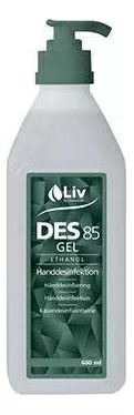 Liv Hånddesinfektion Gel 85% m. Pumpe - 600 ml.