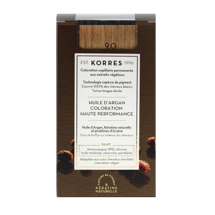 Korres coloration permanente huile d'argan 9.0 Blond Très Clair