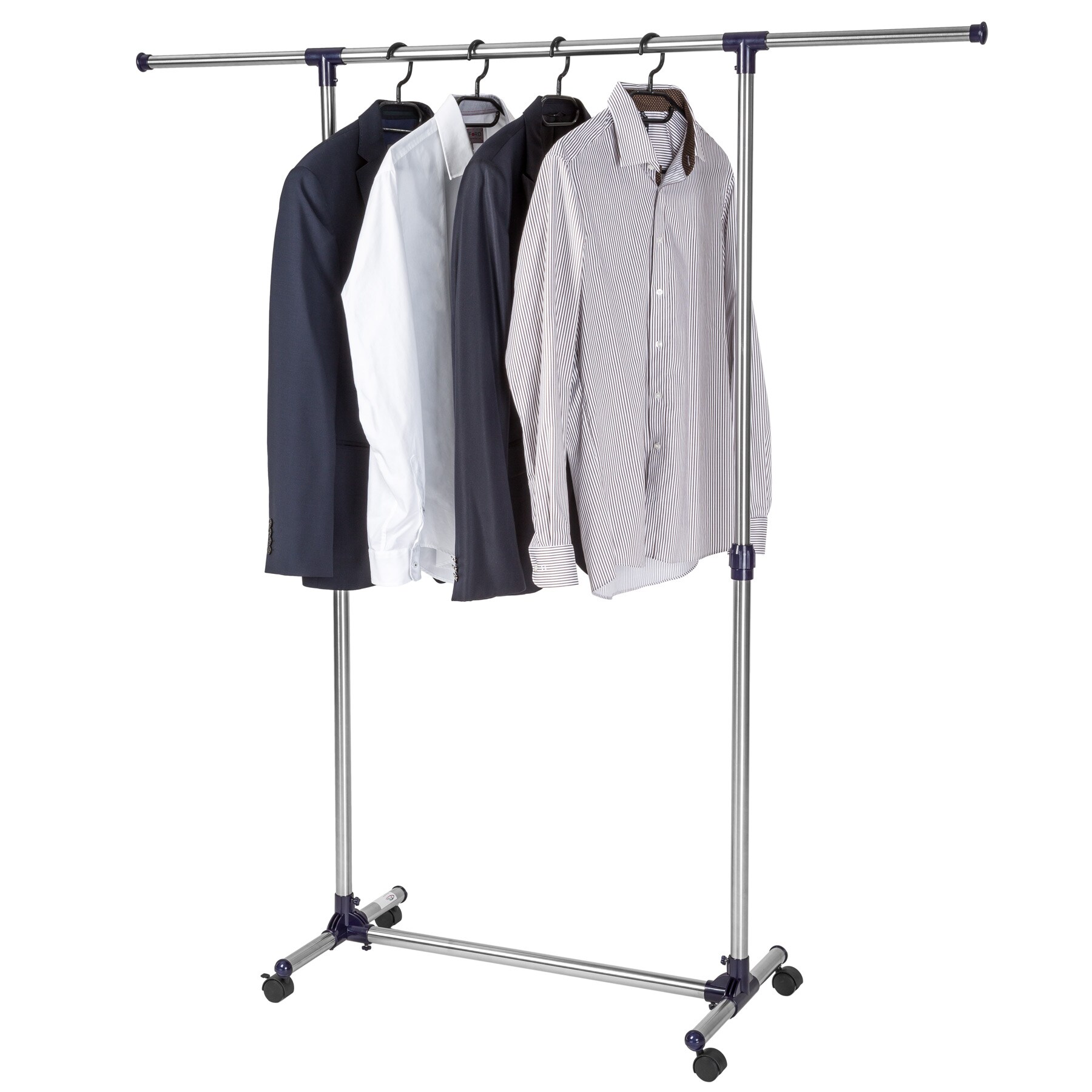 tectake® Kleiderständer, auf Rollen mit 2 Festellbremsen, pflegeleicht, 87 - 150 x 45 x 97 - 166