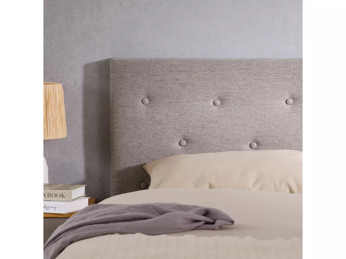 Tête de lit GAREK 120 capitonnée, En tissu rembourré, Pieds en bois, Design élégant, Pour lits 120 cm, Gris