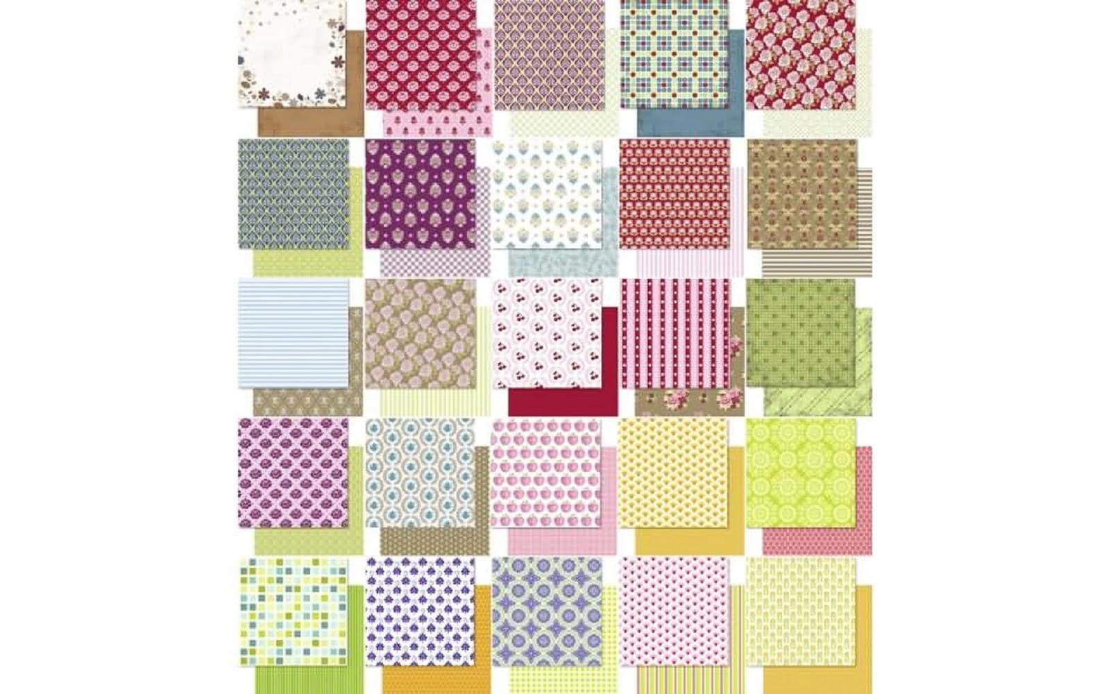 Designpapier Retro 30.5 x 30.5 cm, 190 g/m², 50 BlattBastelpapier