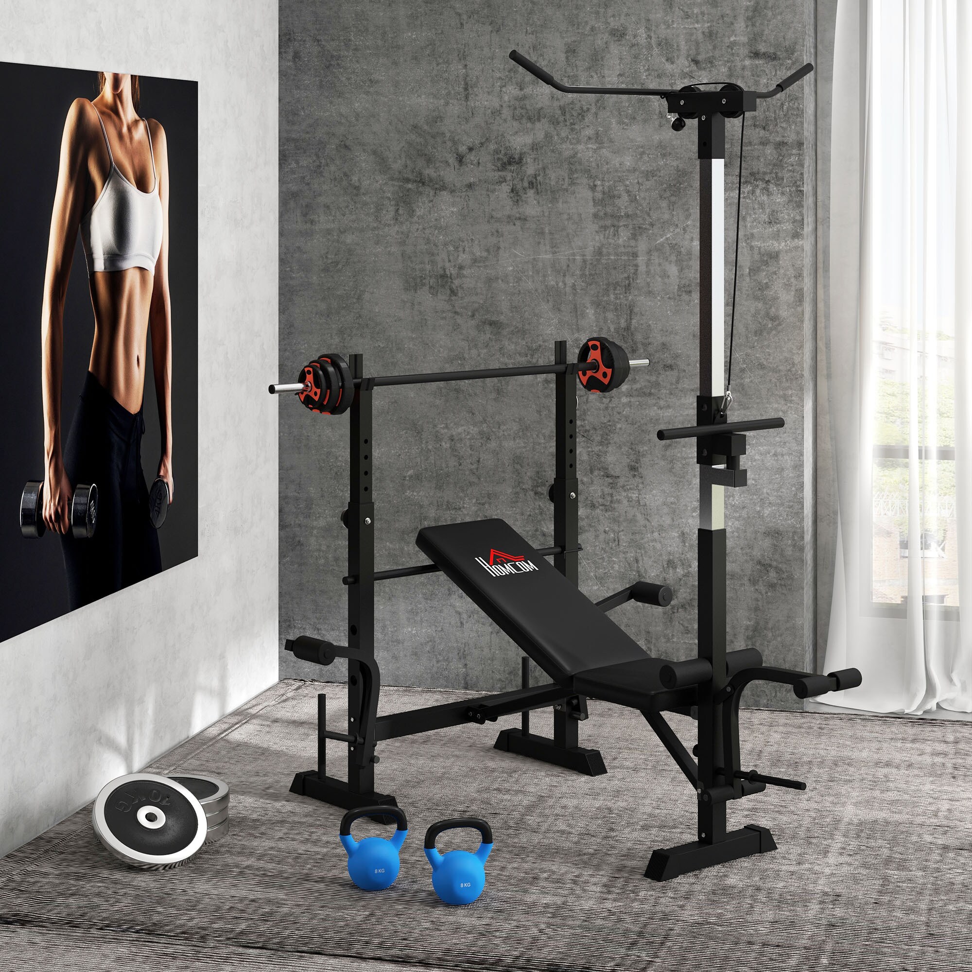 SPORTNOW Langhantel Set mit Langhantelstange schwarz, rot 140L x 17B x 17H cm