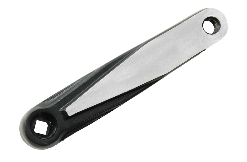 Sort/sølv pedal arm 170 mm 45 graders hul.
