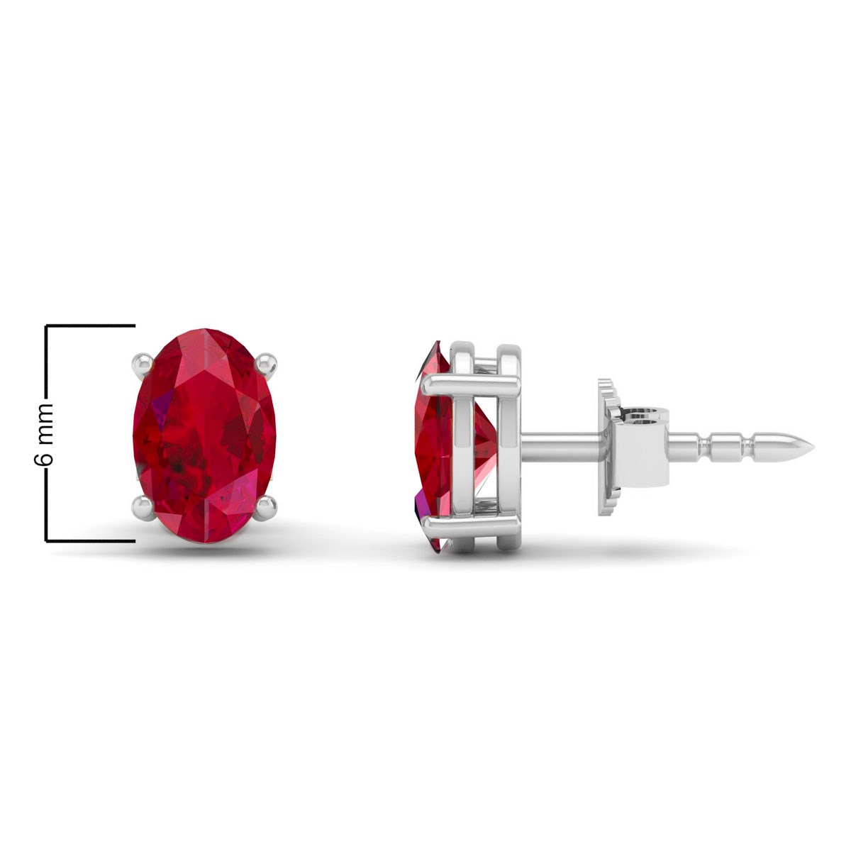 Boucles d'oreilles ADEN Or 585 Blanc et Grenat forme Ovale 1.15grs
