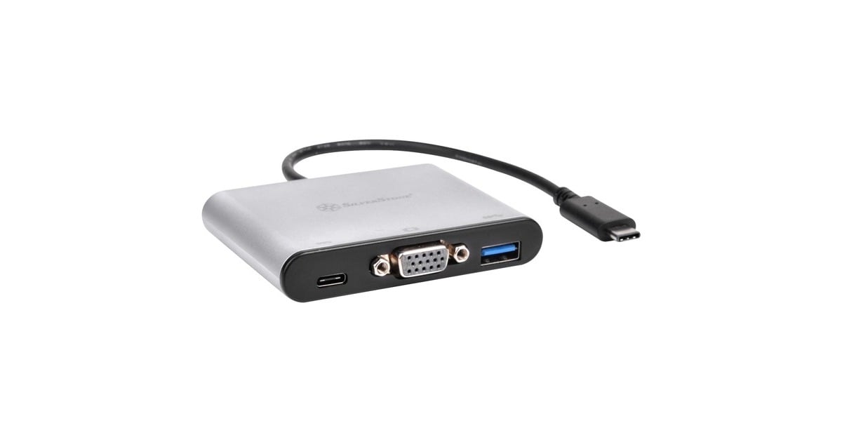 SilverStoneUSB-C naar VGA adapter  (Zilver/zwart)