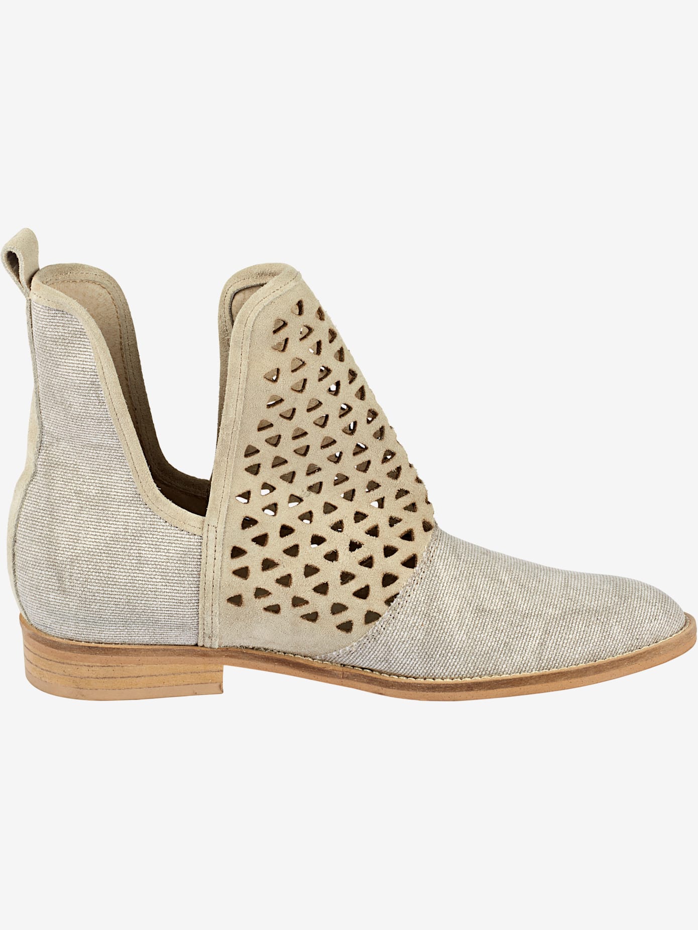 Bottines cuir nappa vachette et textile