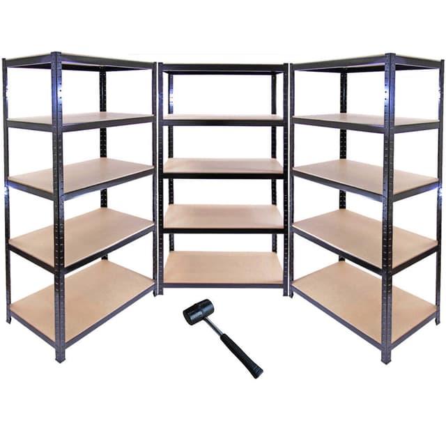 Monster Racking T-Rax Lager- og Garageskur Metalhylder, Sort, 90 cm B, 45 cm D, Sæt af 10