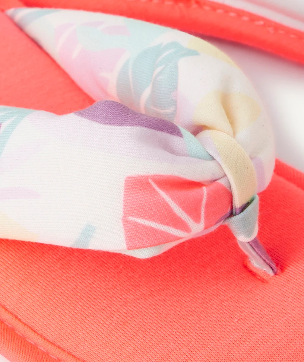 CHAUSSONS TONG FILLE ROSE FLUO AVEC IMPRIMÉ FEUILLAGE