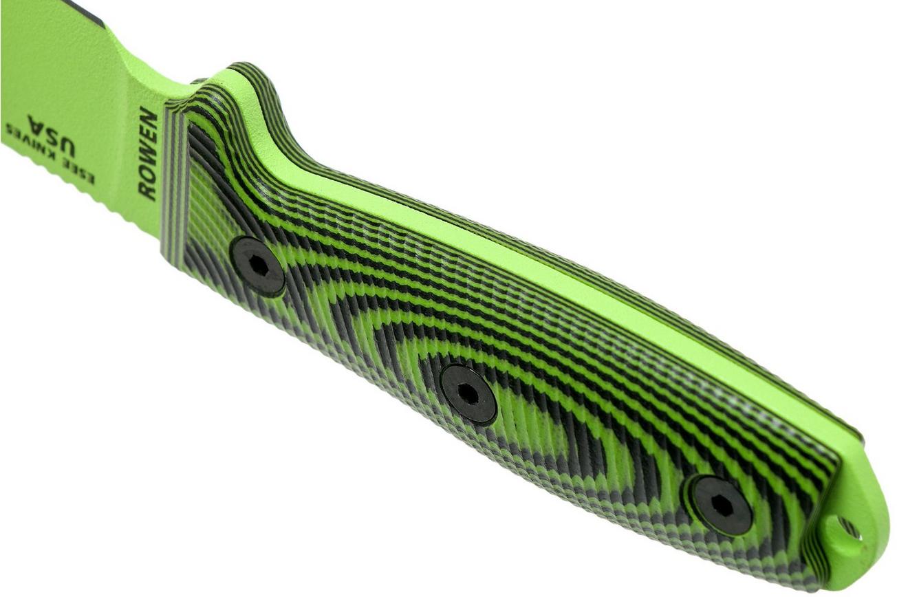 ESEE Model 3 Venom Green Blade 3D Neon Green-Black G10 survivalmes 3PMVG-007 zwarte schede   riemclip