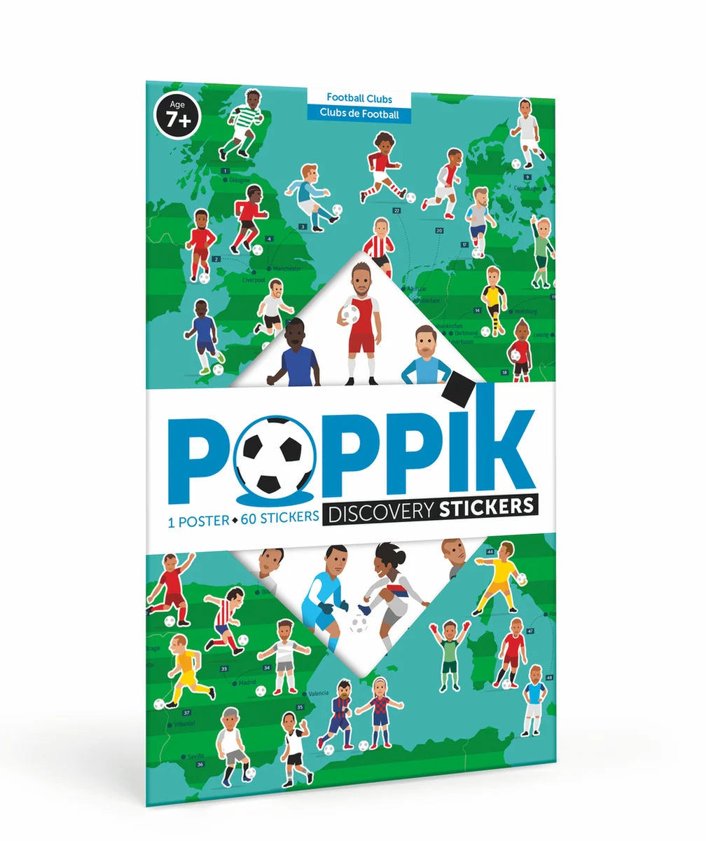 POPPIKPOSTER ÉDUCATIF AVEC 64 STICKERS UNIVERS FOOTBALL
