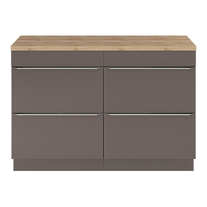 Ensemble salle de bains l.120 cm meuble à poser Imandra gris taupe brillant + plan de toilette chêne