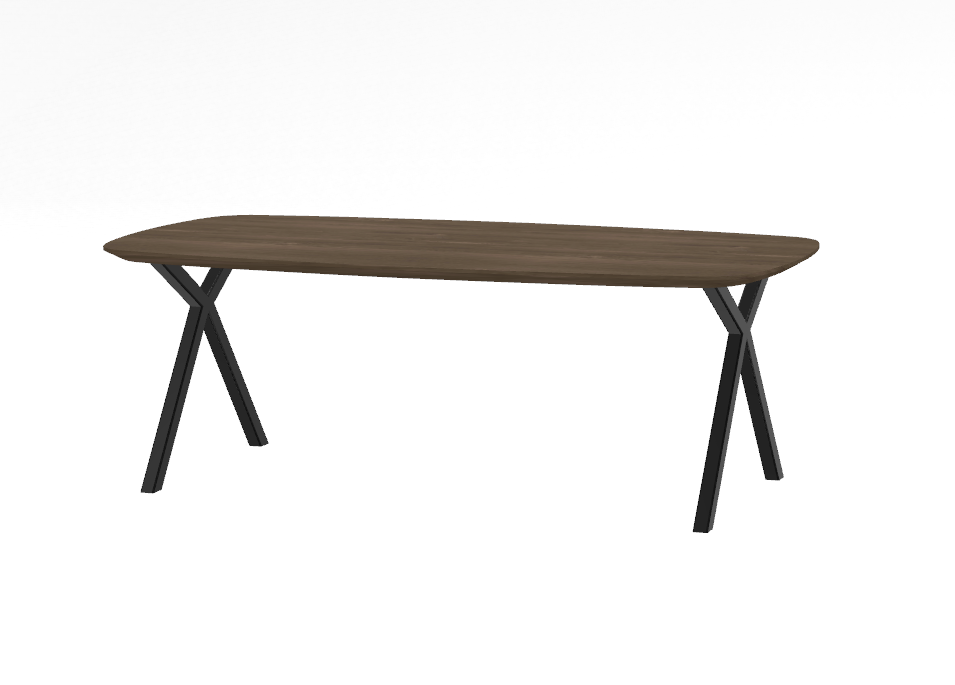 Firma Hout & Staal Eettafel Deens ovaal | xy recht | deer brown Eettafel Leaf | 240*100cm | Rechte rand | Deer Brown