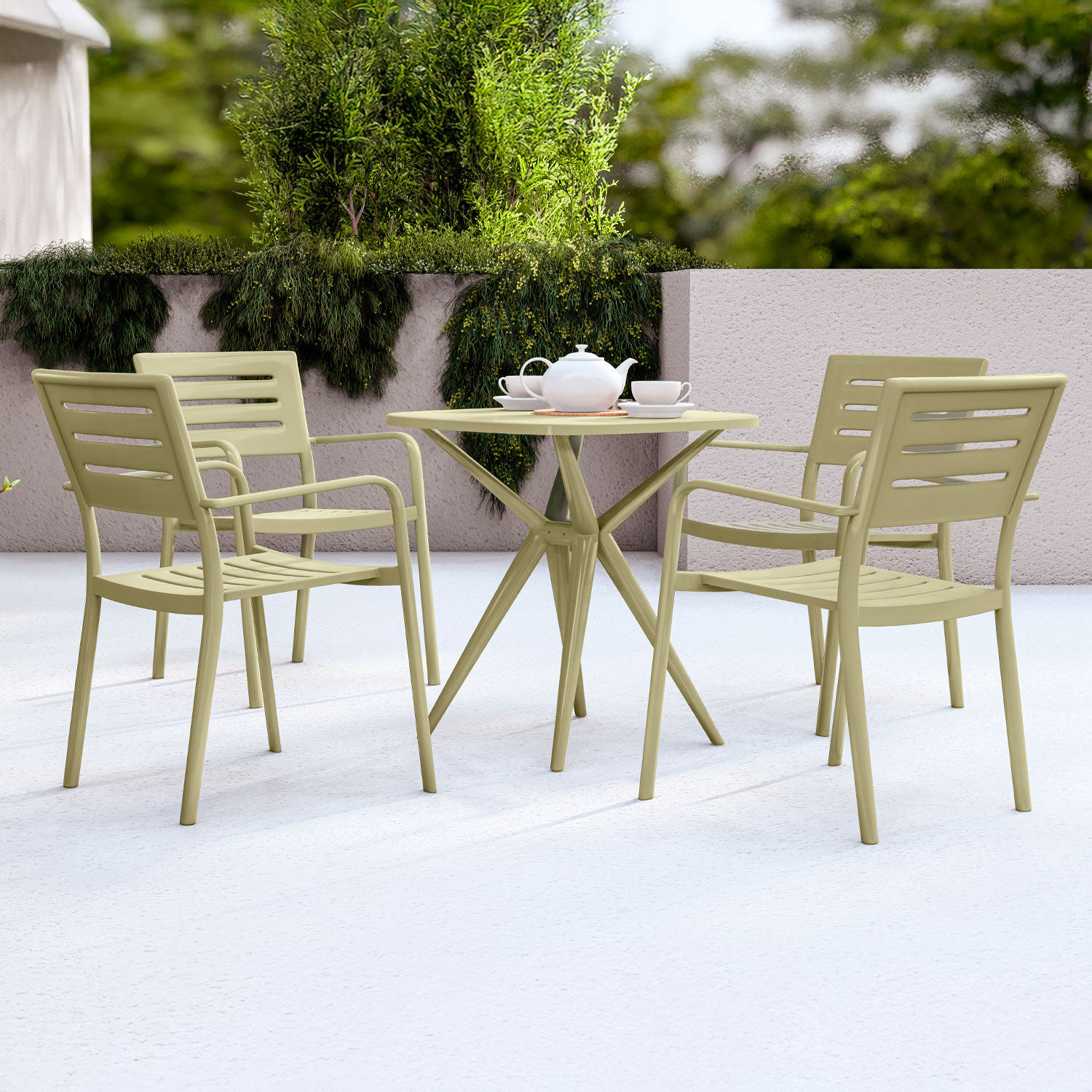Bistro-Set Orla, aus recyceltem Kunststoff