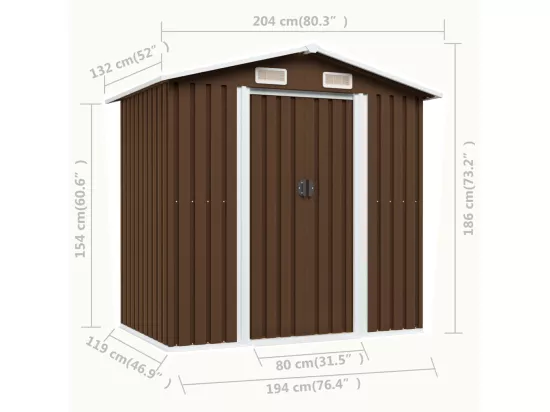 Abri de stockage pour jardin Marron 204x132x186 Acier