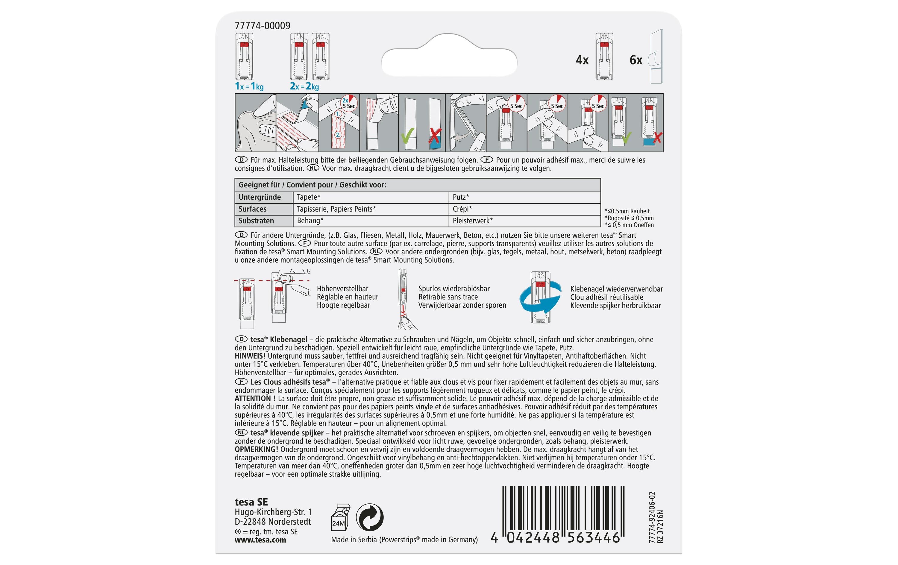 Klebenagel für Tapete & PutzVerstellbarer Klebenagel