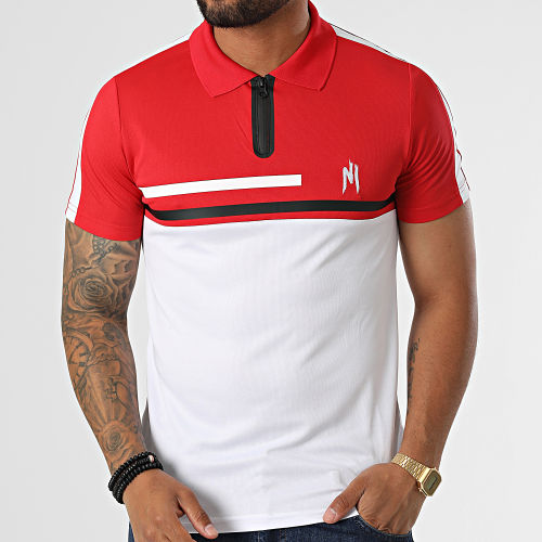 Polo Manches Courtes A Bandes 022 Blanc Rouge