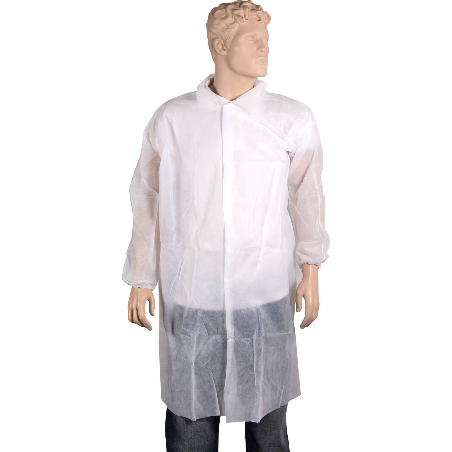 ComFort Bezoekersjas, L, drukknoop, PP, wit