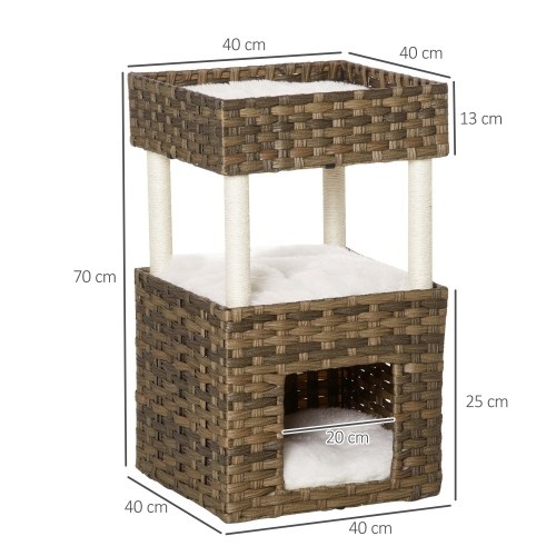 Torre de arranhar para gatos em rattan da PawHut