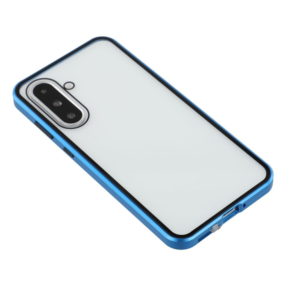 Samsung Galaxy A56 Magnetische Alu Schutzhülle mit Panzer Glas Backcover   Displayschutz (Magnet-Technologie) - Blau