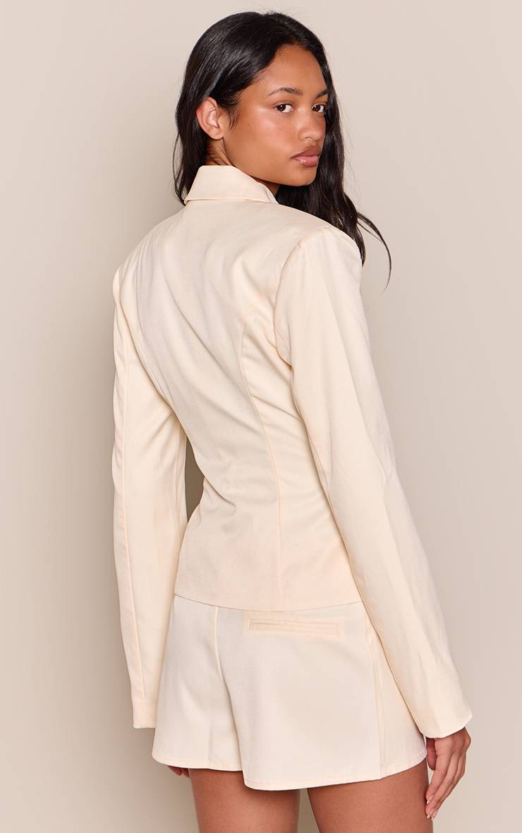 Crème Blazer Cintré À Épaulettes Avec Fermeture Zippée