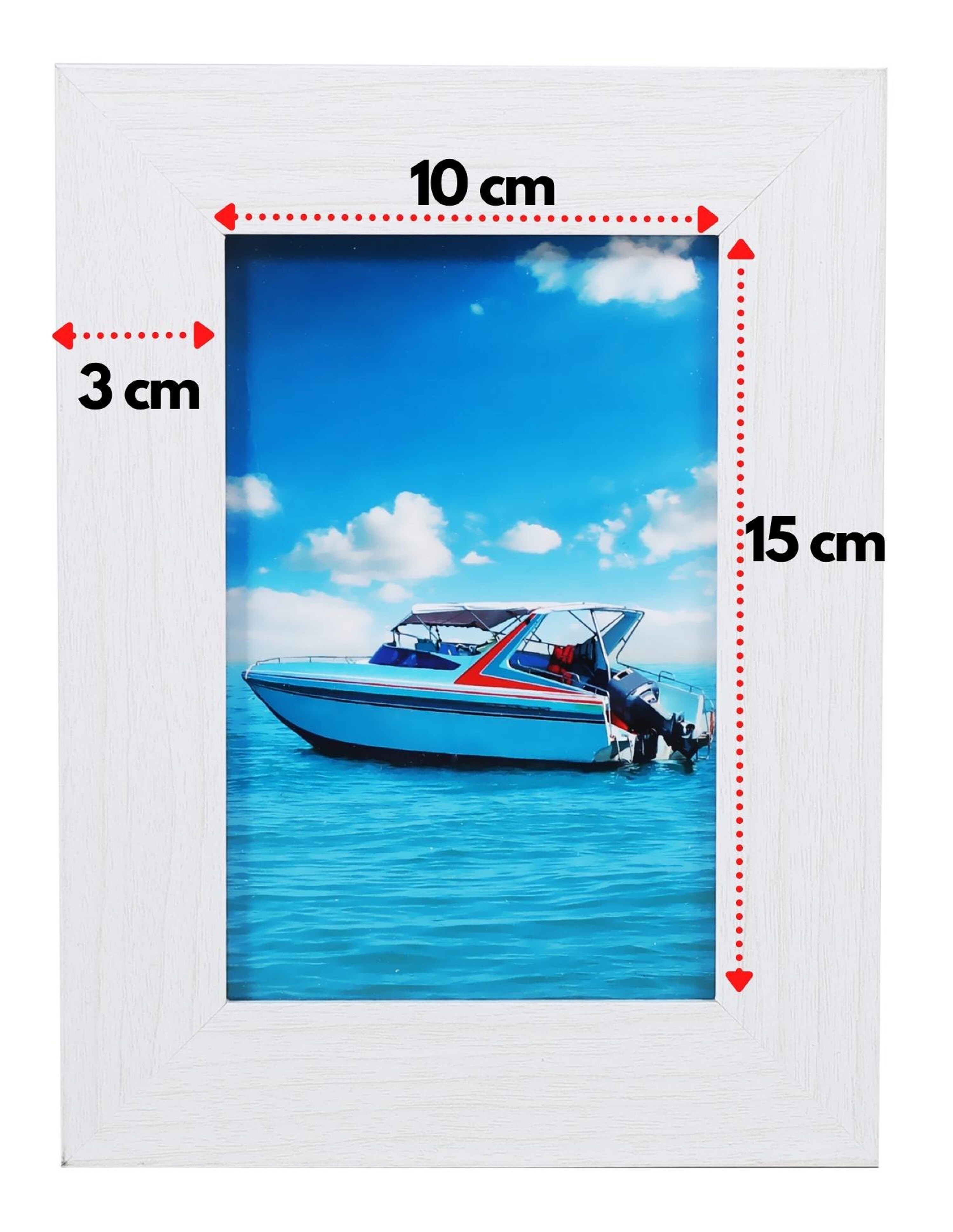 Ecosa Bilderrahmen 10x15cm Echtglas MDF Wandhalterung weiß