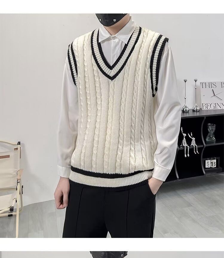 Sinlarity - V-hals kabelgebreid vest
