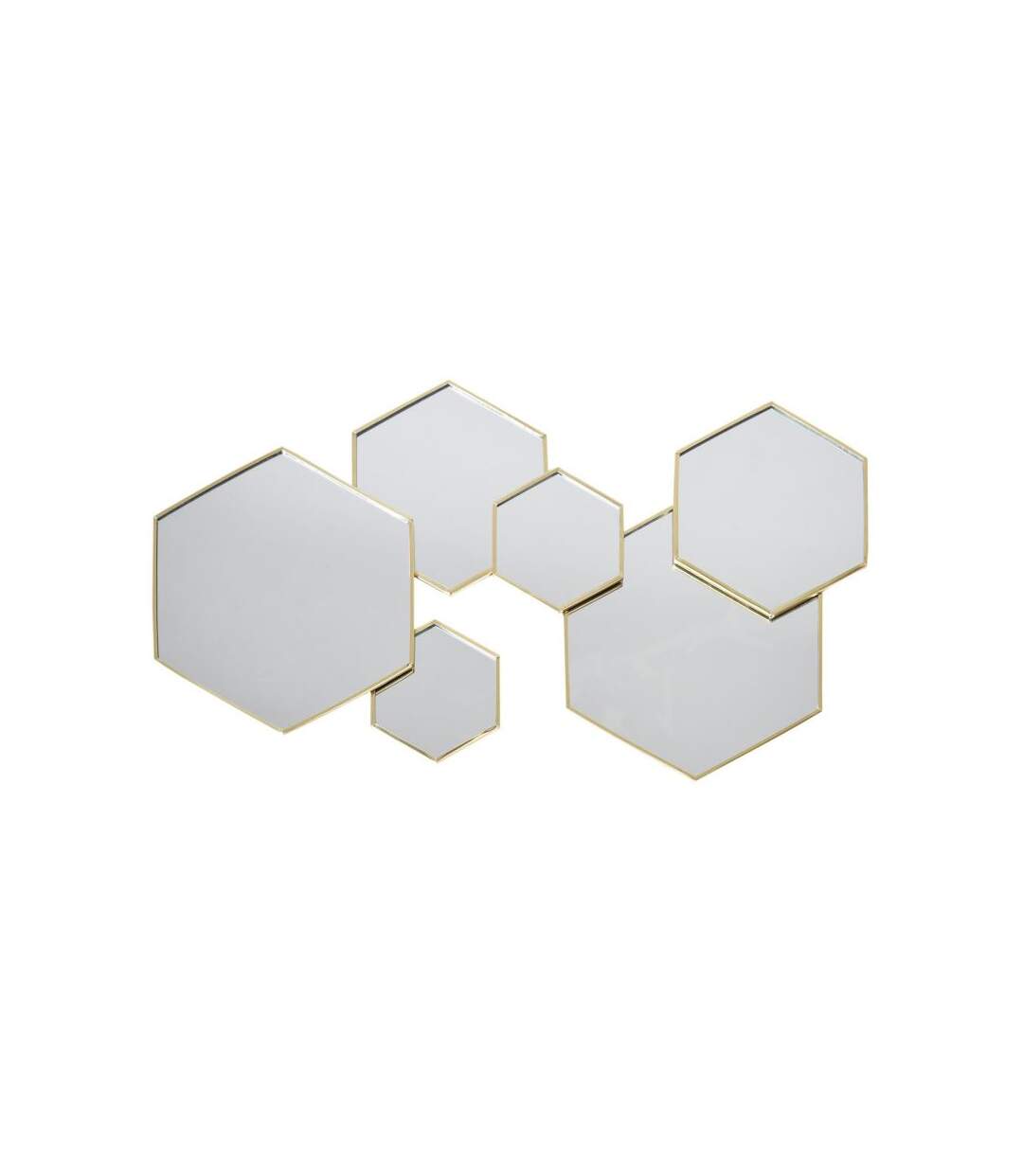 Paris Prix - Lot De 6 Miroirs Muraux hexagonal 57cm Or
