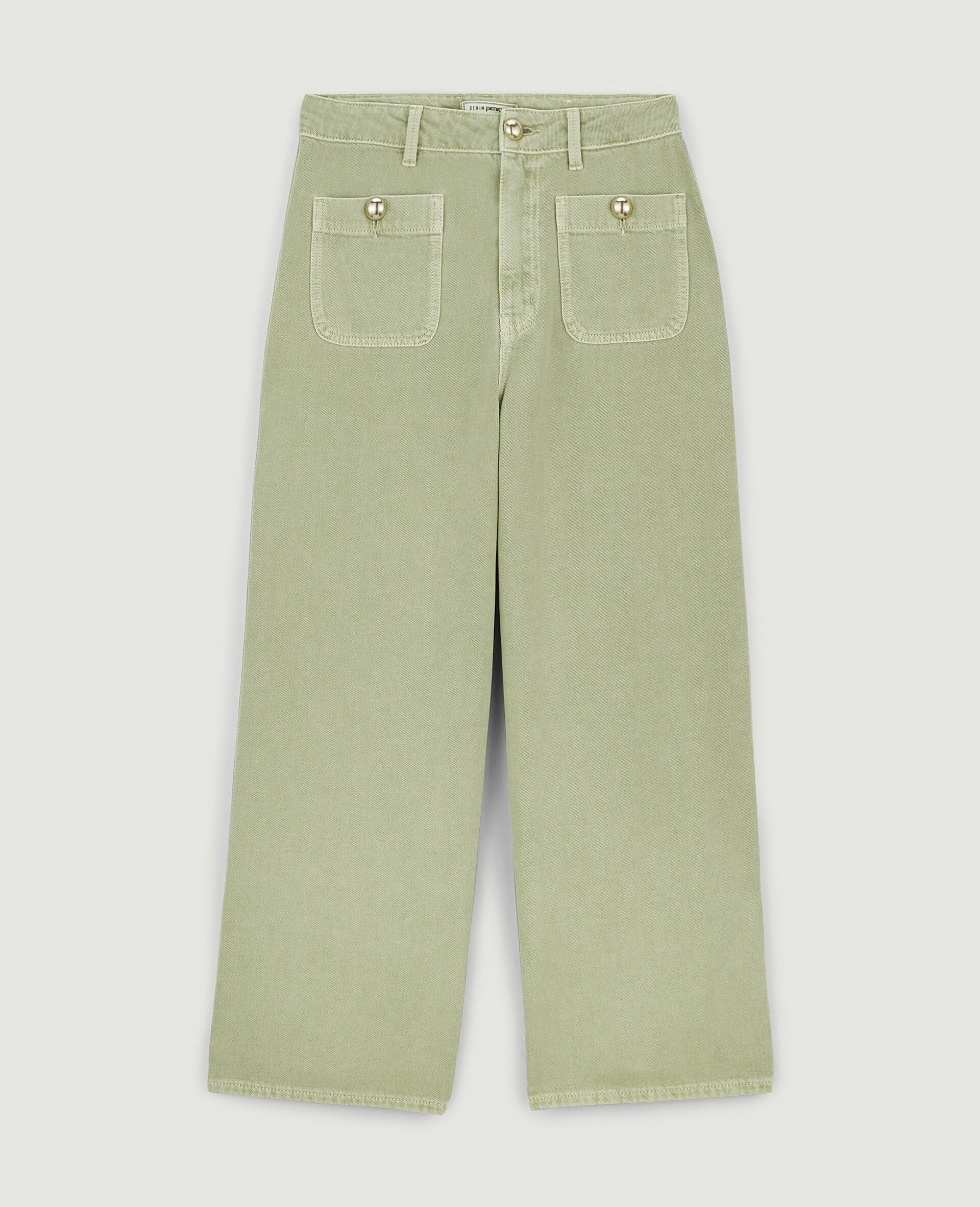 Jean wide taille haute - Vert de gris
