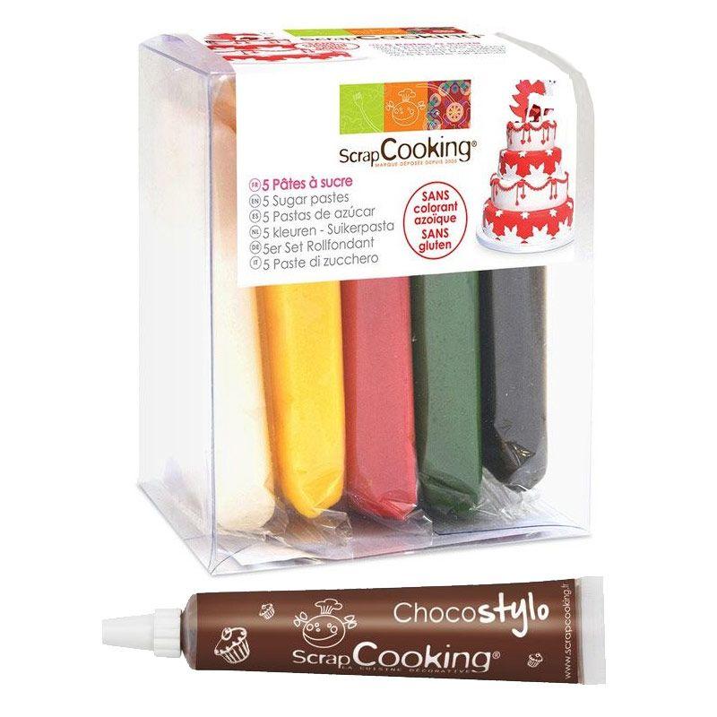 Kit 5 pâtes à sucre de Noël + 1 Stylo chocolat Scrapcooking