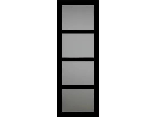 Porte Coulissante Telia Noir Vitrée H204 X L73 + Rail à Roulettes Et 2 Coquilles Gd Menuiseries