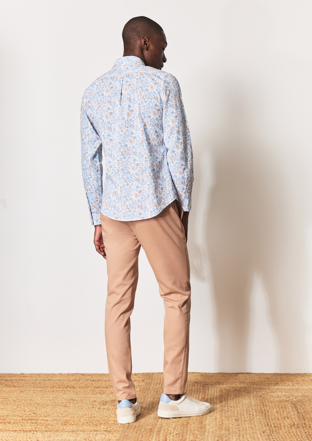 Chino slack skinny 7/8 en coton stretch uni vieux rose