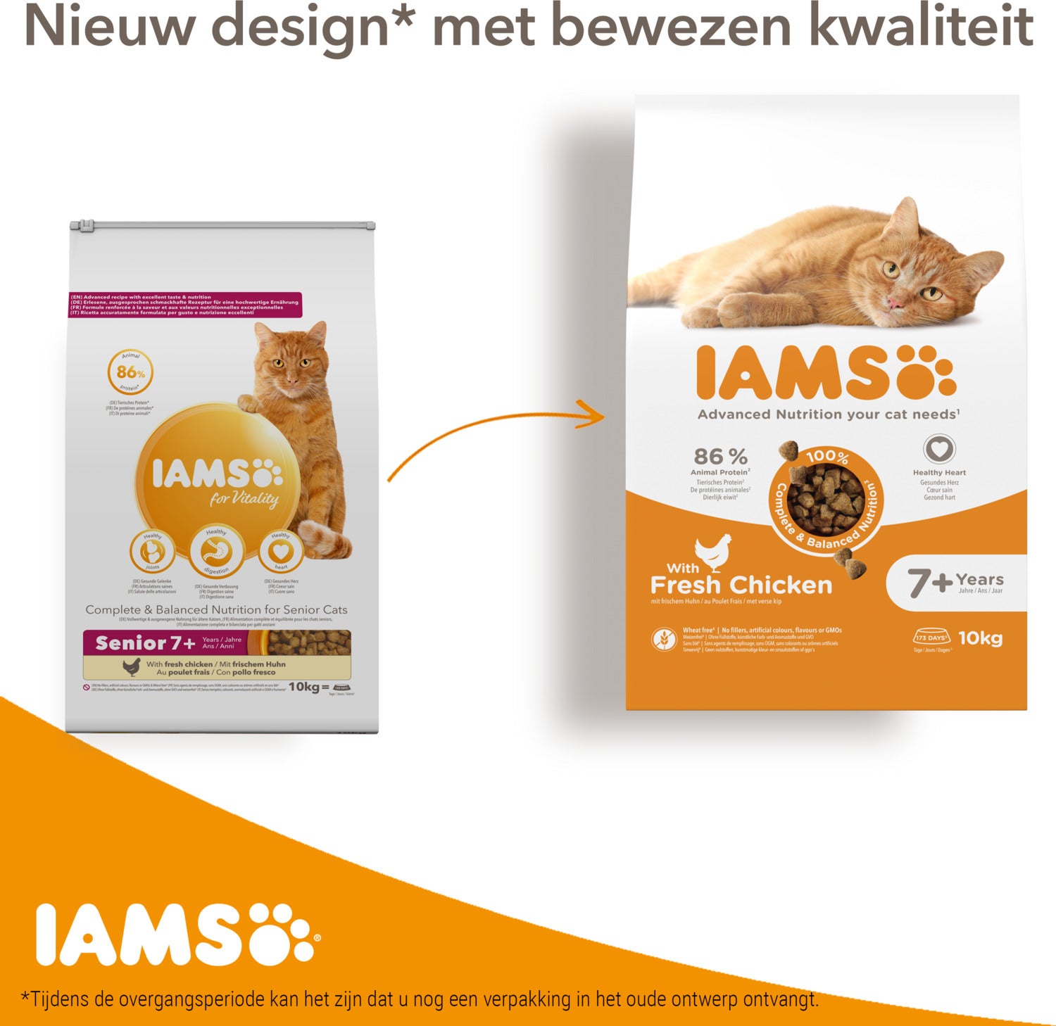 Iams for Vitality kattenvoer senior kip 10 kg