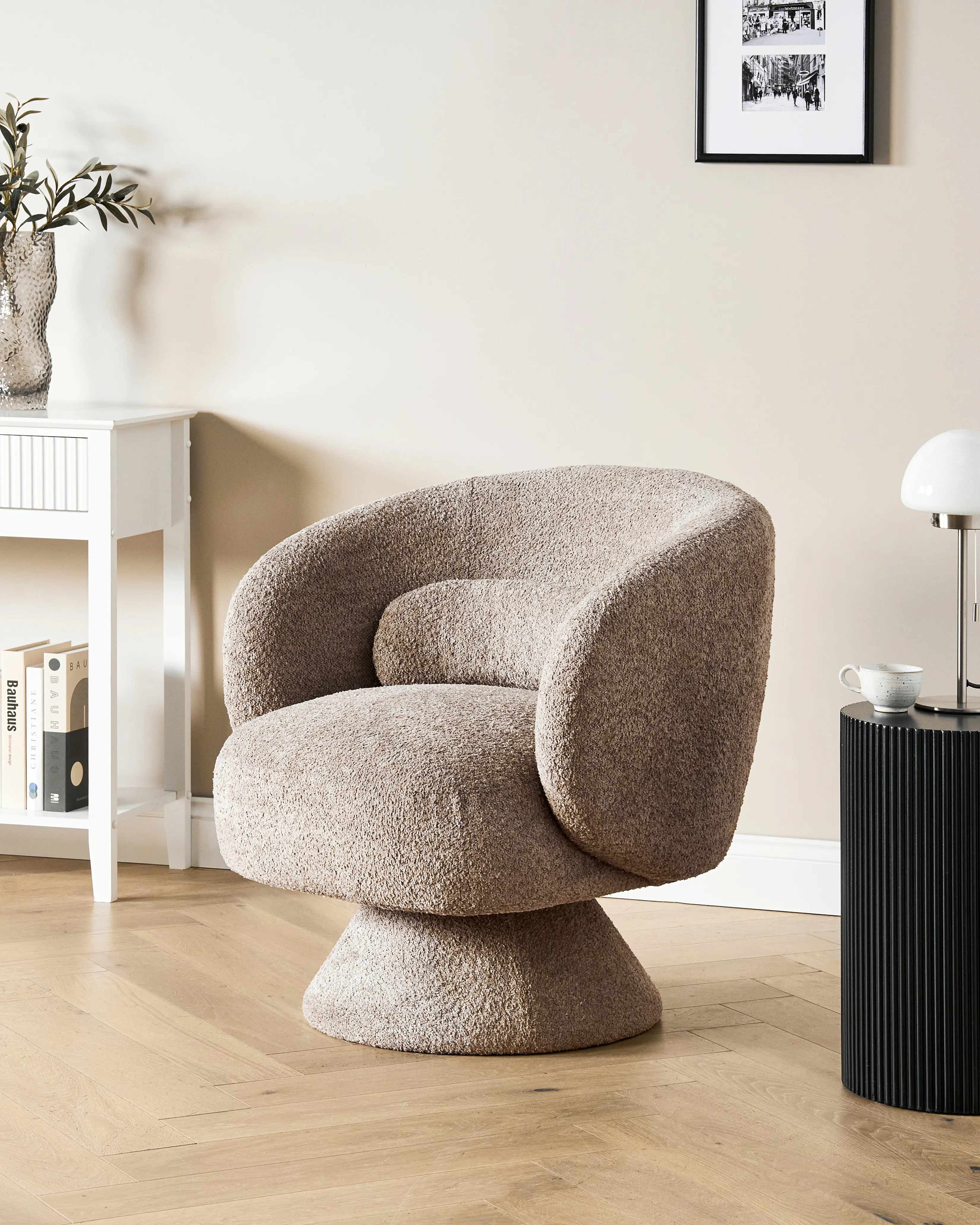Draaifauteuil LIEKSA Bouclé Beige